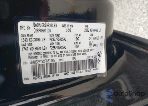 1999 Dodge Durango from USA, damaged, VIN 1B4HS28Y2XF601465